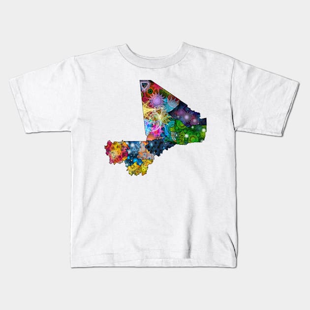 Spirograph Patterned Mali Regions Map Kids T-Shirt by RachelEDesigns